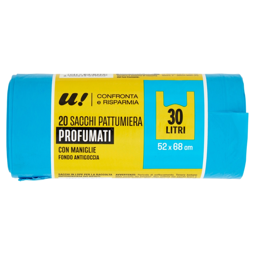 20 Sacchi Pattumiera Azzurri 30 Litri Profumati U! Confronta e Risparmia